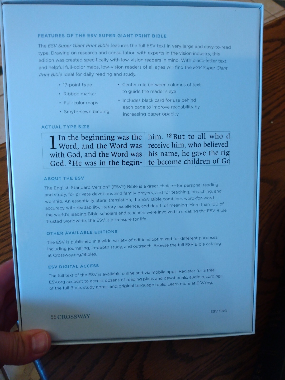 ESV SUPER GIANT Print Bible Black genuine leather ©2001~ 17 point font