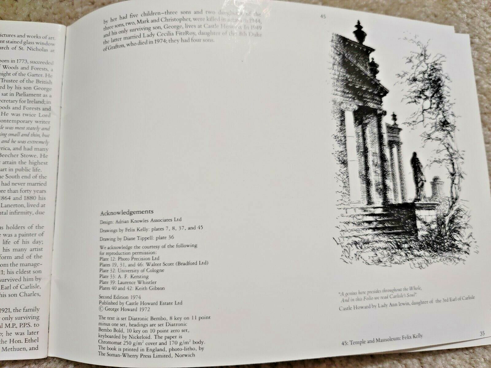 Castle Howard guide book (1974, 2nd edition, 36 pages) Yorkshire England