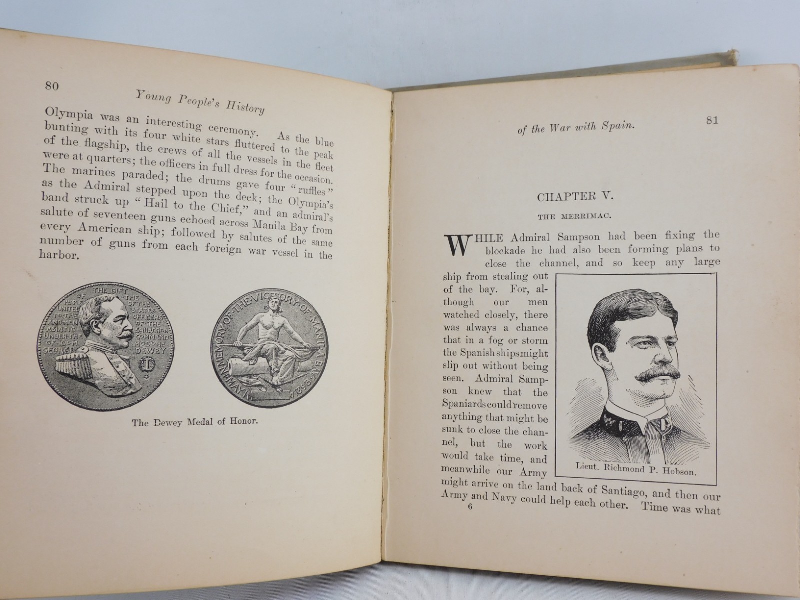 Antique Young People’s History Of The Spanish War 1900 Prescott Holmes Illus HC