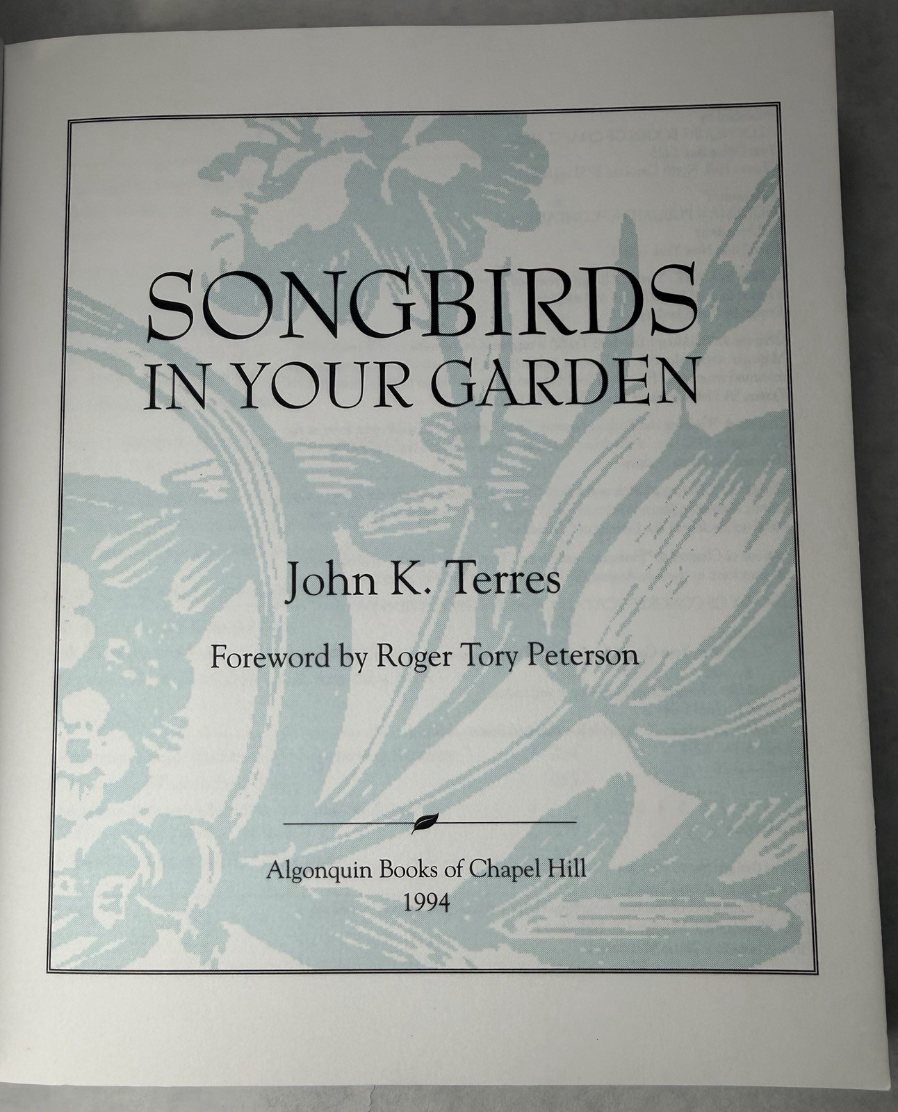 Songbirds in Your Garden John K Terres 1994 5th Ed Bird Feeding Bluebirds PB