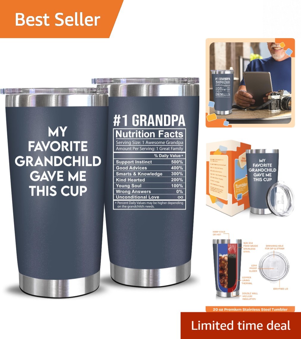 20 Oz BPA-Free Steel Tumbler – Perfect Gift for Grandfather’s Birthday & More
