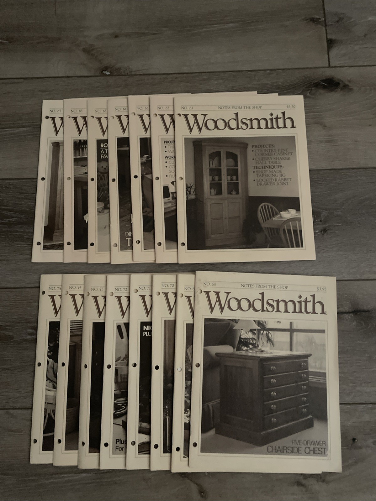 VINTAGE LOT OF 15 ISSUES WOODSMITH NOTES FROM THE SHOP WOODWORKING #61-75