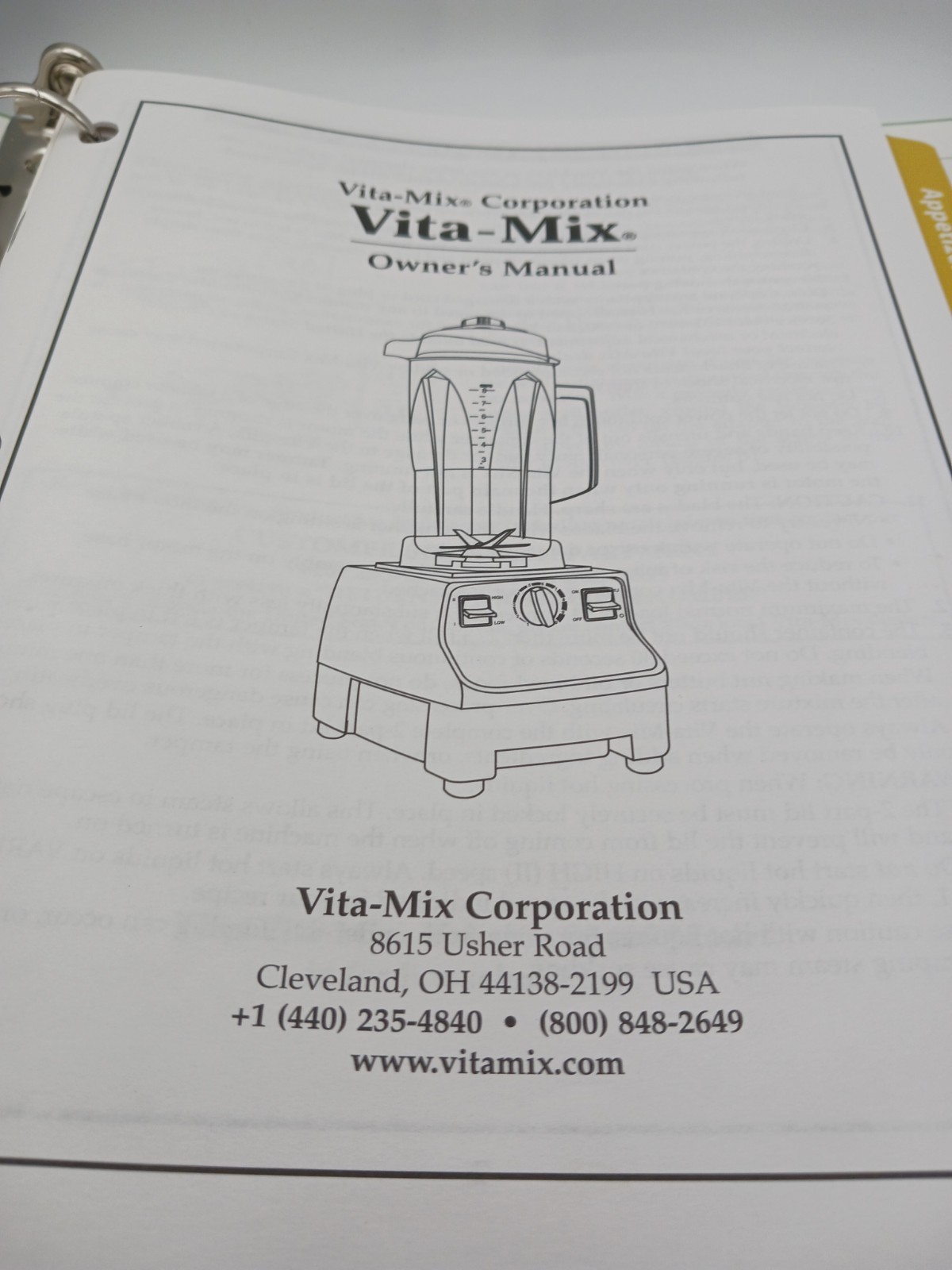 2002 Vita Mix Recipes For Better Living Hardcover Binder & Owners Manual EUC