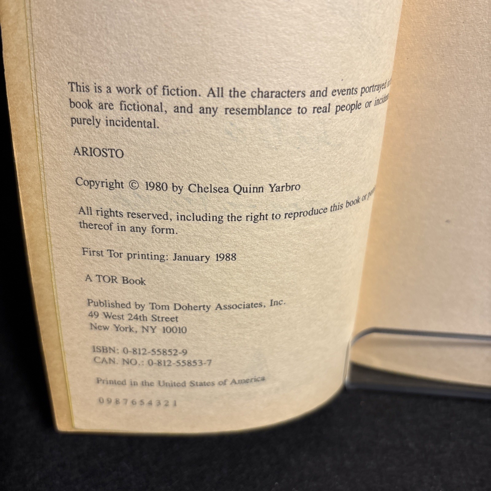 Ariosto SIGNED by Chelsea Quinn Yarbro 1988