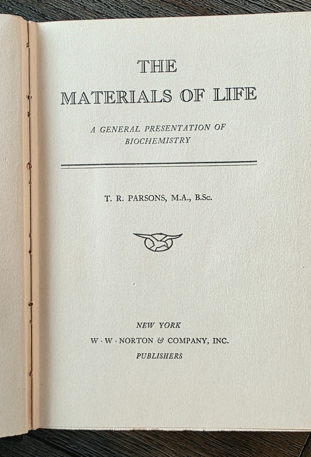 Vintage 1930 THE MATERIALS OF LIFE by Thomas R. Parsons 1st Edition Hardcover