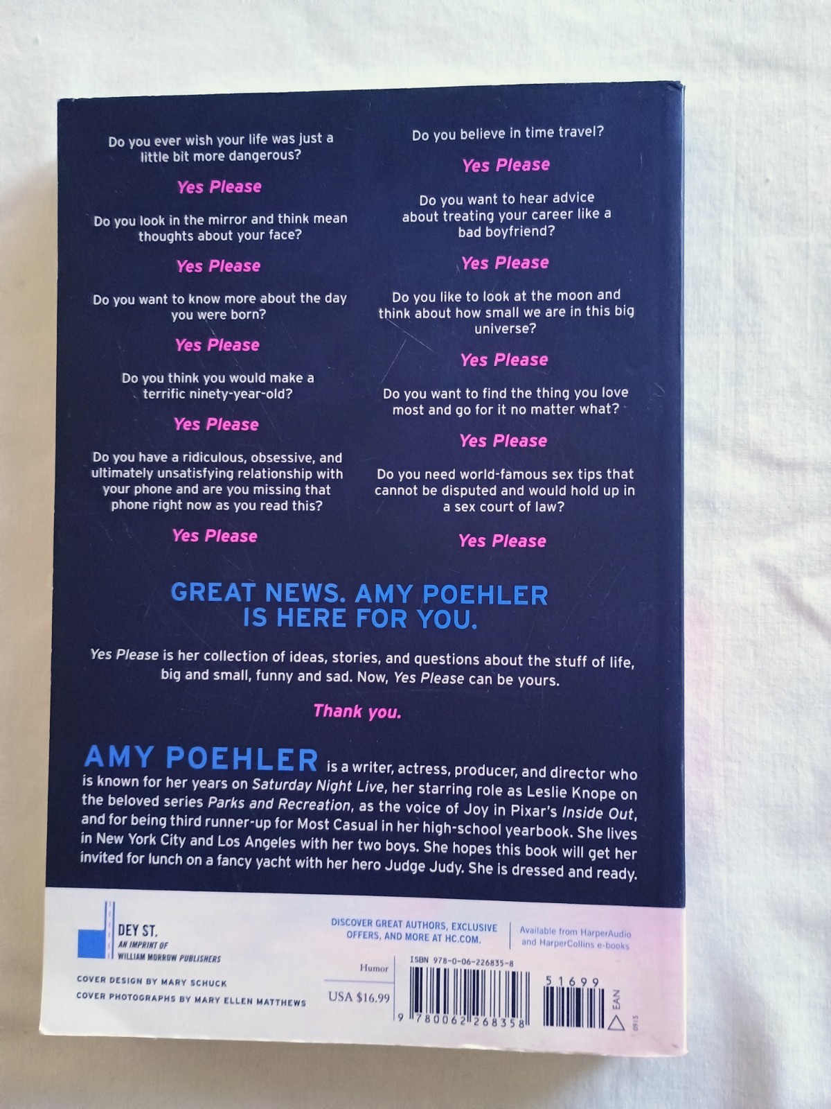 Pre Owned Softcover Book „Yes Please“ Amy Poehler Dey St. Publisher