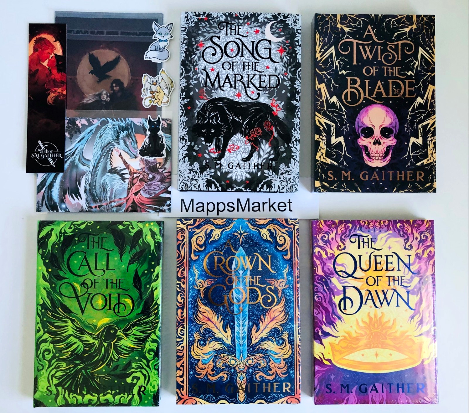 Shadows and Crowns 1-5 SIGNED by S.M. Gaither BOOKS FOR DAYS + Overlays & Extras