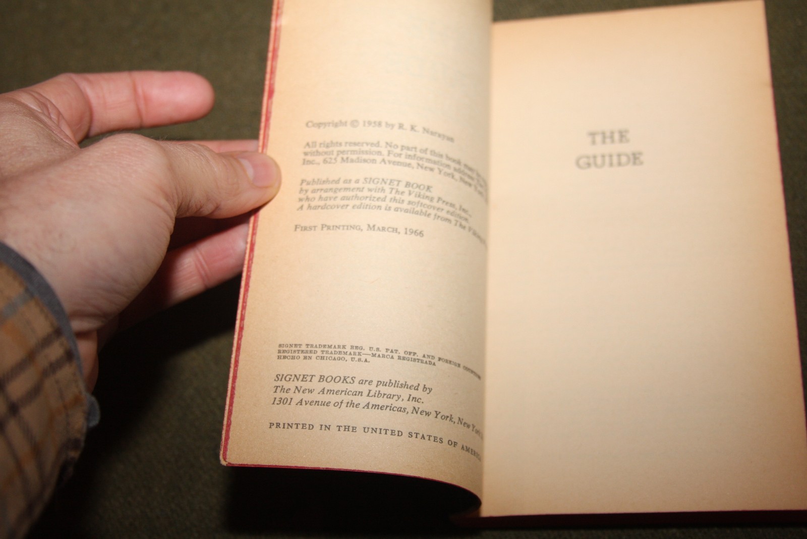 The Guide by R. K. Narayan 1966 PB 1st Printing Signet
