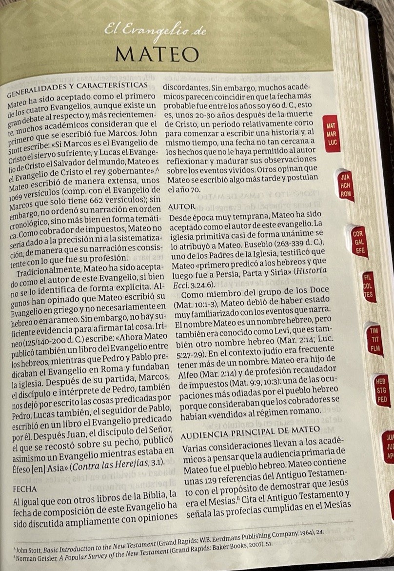Biblia tematica RVR 1960 de Estudio, Marrón OscuroPiel Fabricada indice