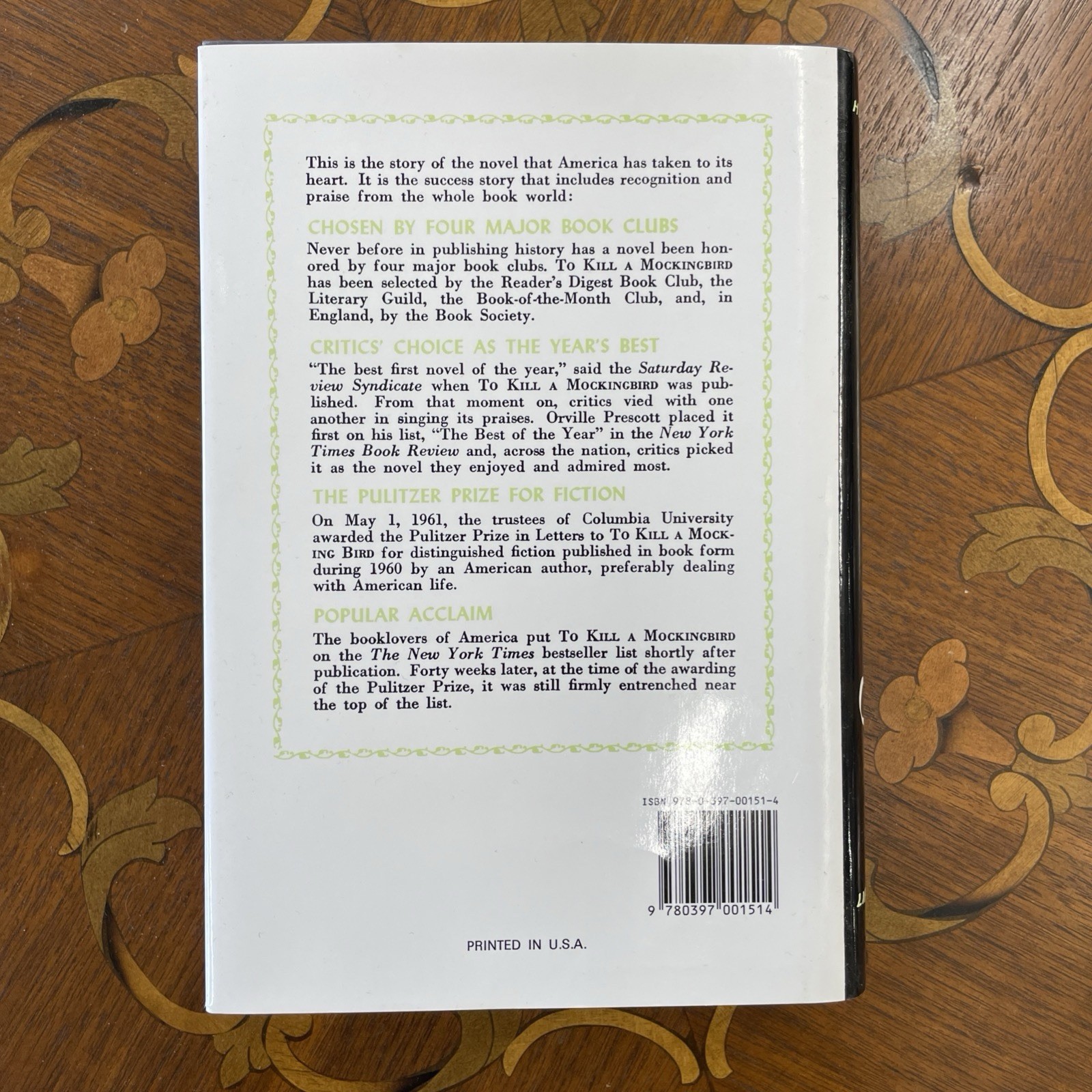 To Kill A Mocking Bird Harper Lee 1960