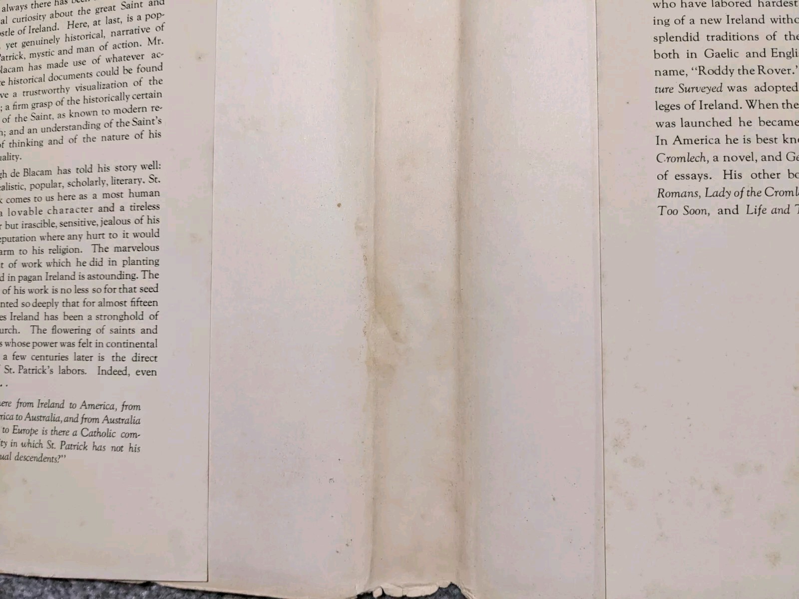 Saint Patrick Apostle Of Ireland Hugh De Blacam 1941 Bruce Publishing Company DJ