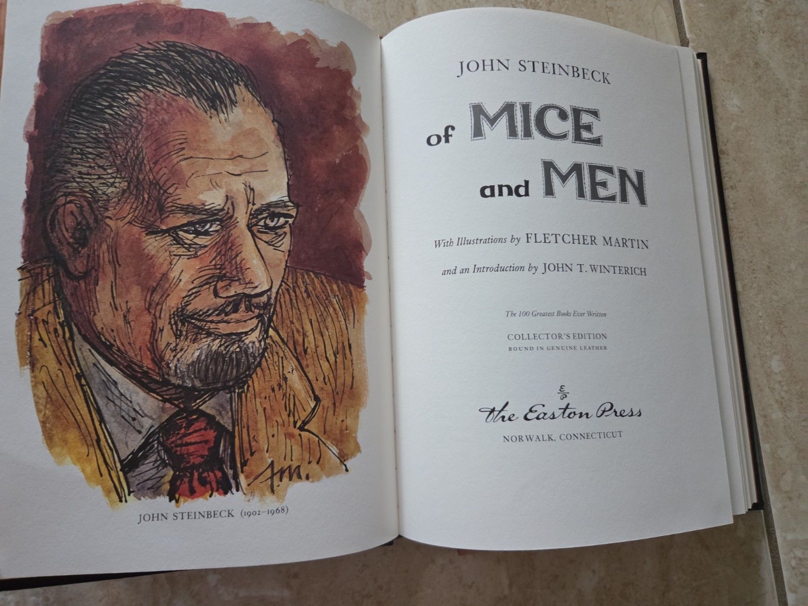 OF MICE AND MEN by John Steinbeck EASTON PRESS 1977 Leather Collectible Book