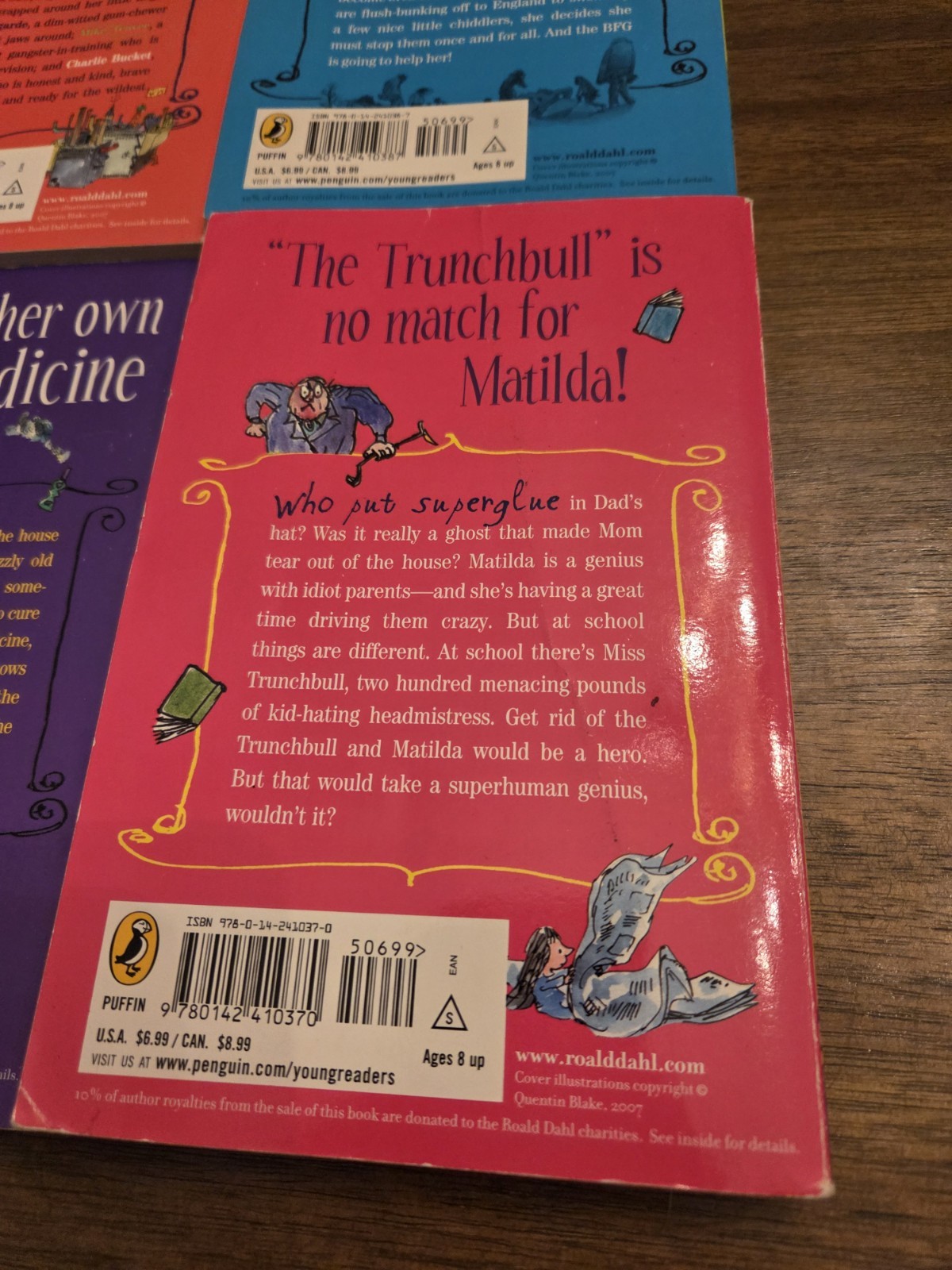 Lot of 6 Roald Dahl Paperback Books Matilda Charlie and Chocolate Factory BFG