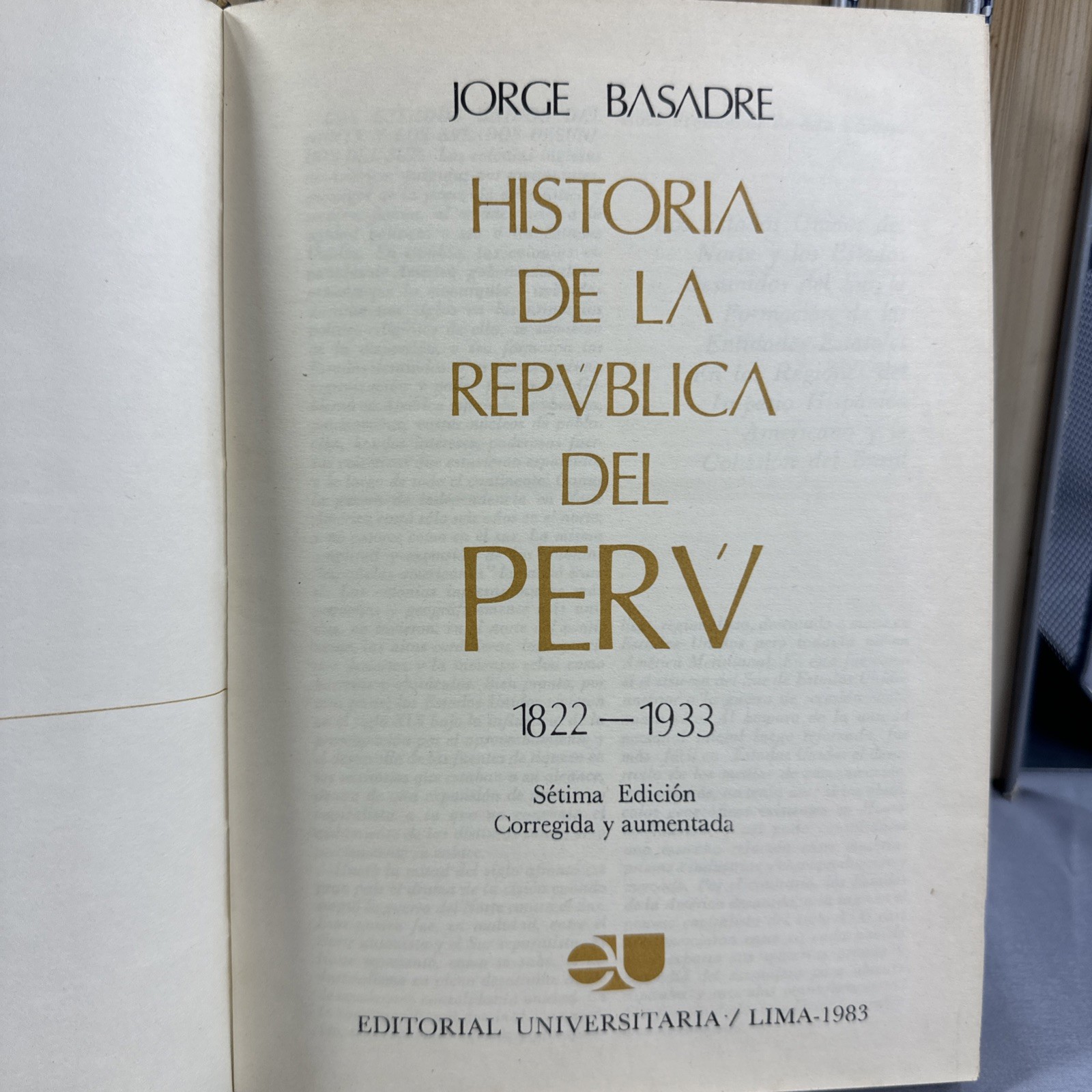 Historia De La Republica Del Peru 1822-1933 Books 9 Volumes 1 -10 Missing Vol 2