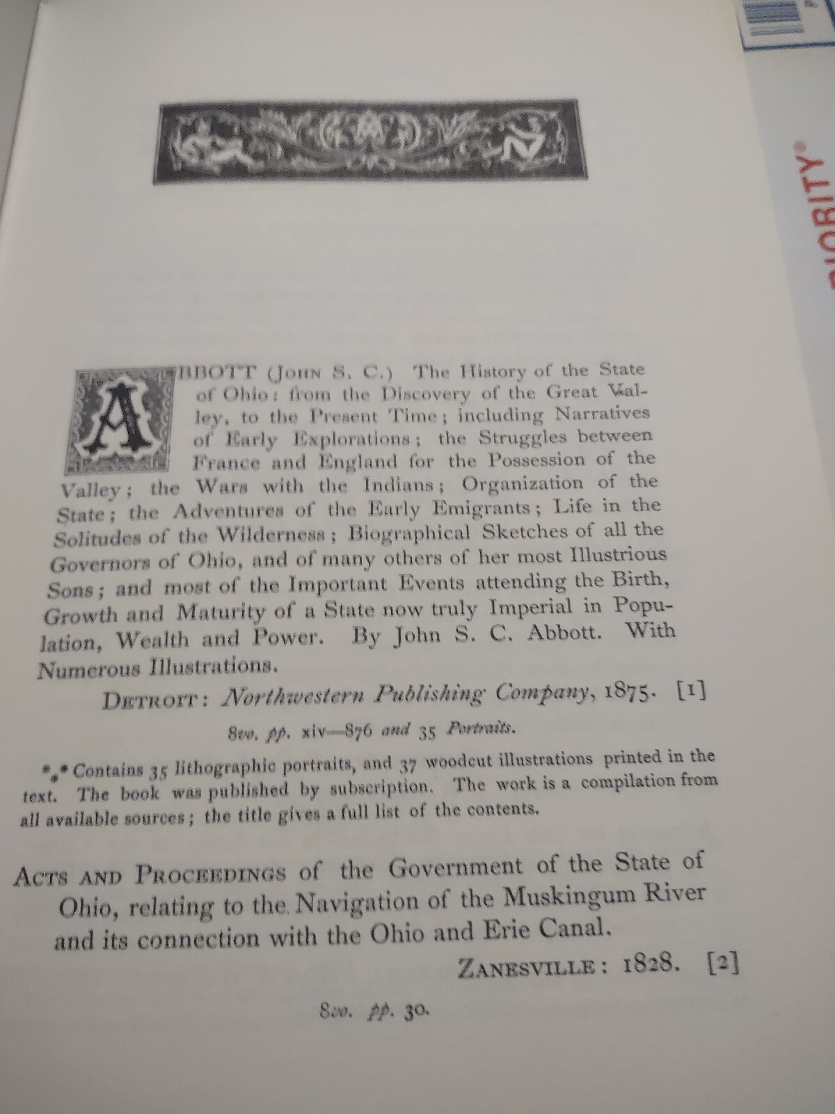 A BIBLIOGRAPHY OF THE STATE OF OHIO BEING A CATALOGUE OF BOOKS AND PAMPHLETS…