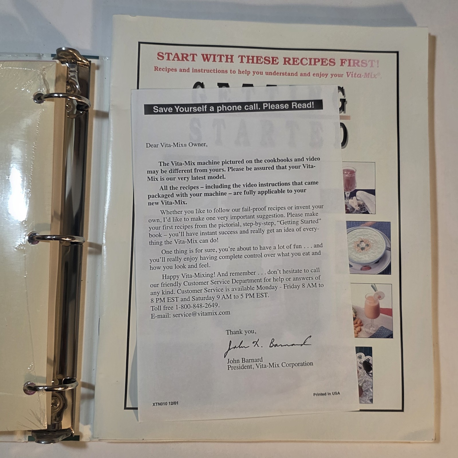 Vita-Mix Whole Food Recipes 3-Ring Binder and Owner’s Manual 2000 USA