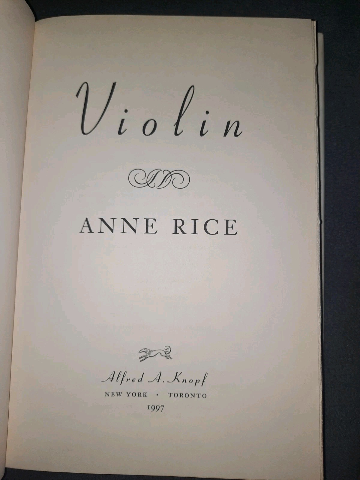 VIOLIN by Anne Rice, Alfred A. Knopf 1997 HC 1ST TRADE EDITION