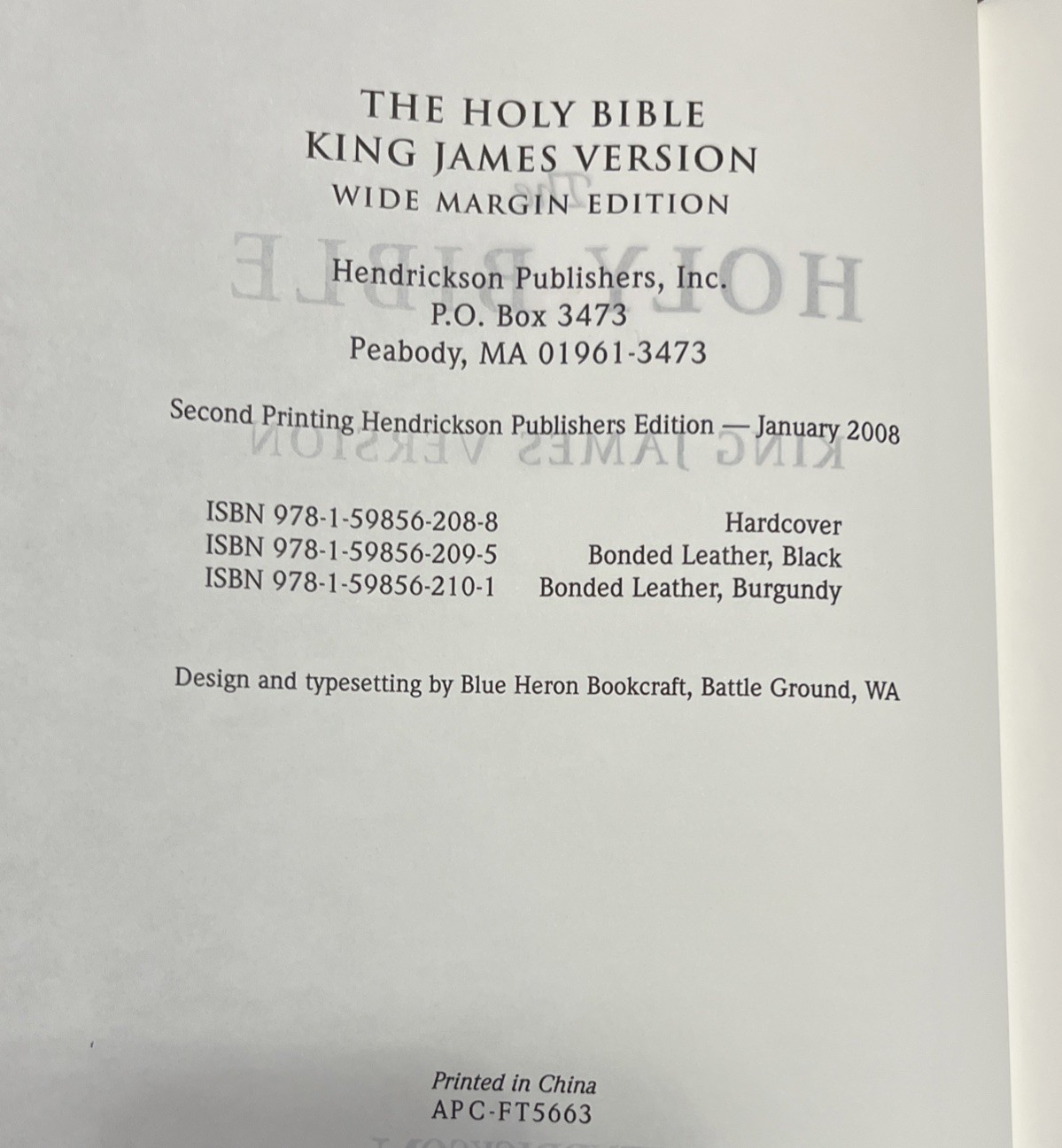 Holy Bible : King James Version Black Bonded Leather, Wide Margin by Hendrickson