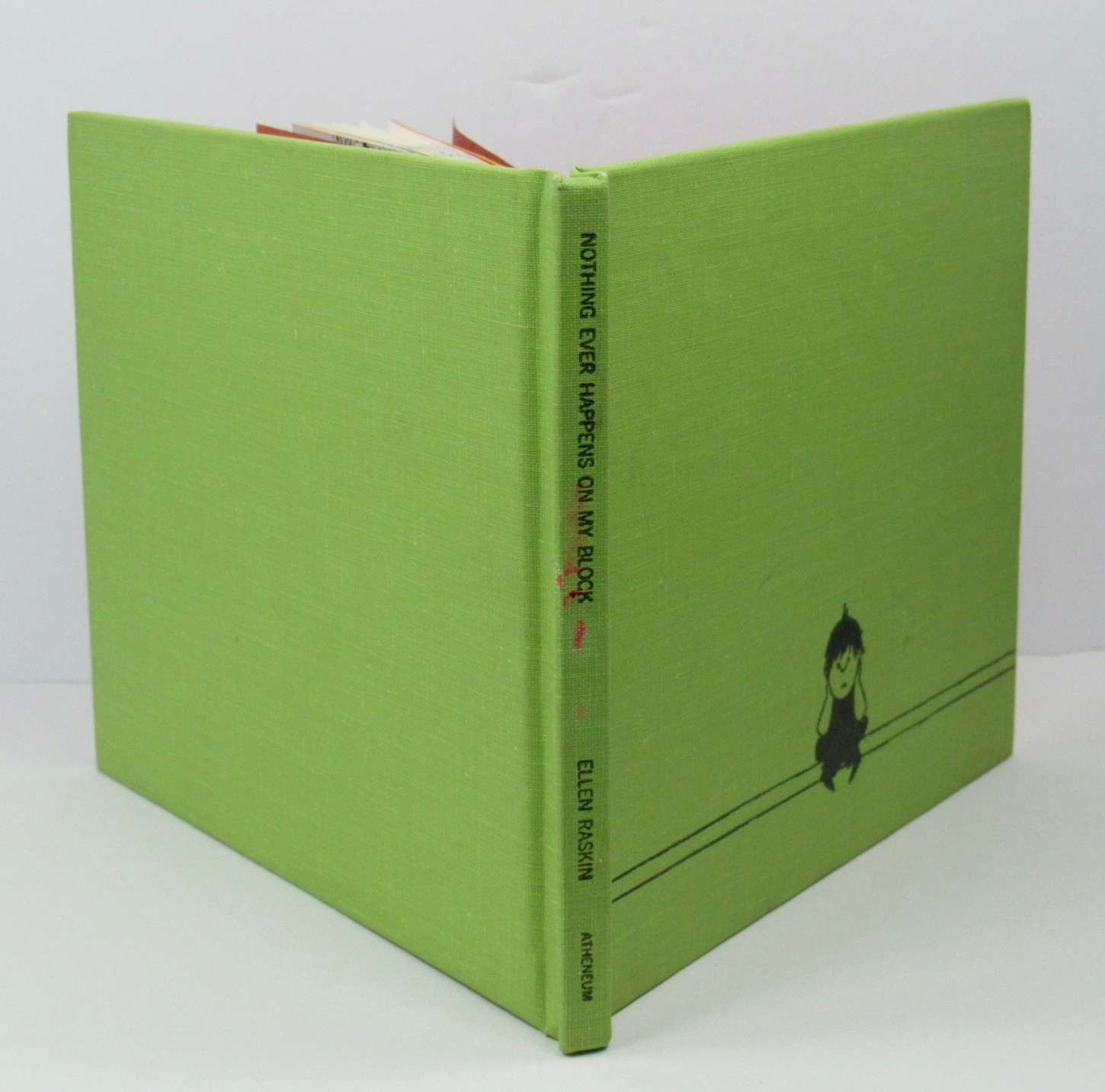 RARE Ellen Raskin Signed with Drawing HC Book Nothing Ever Happens On My Block