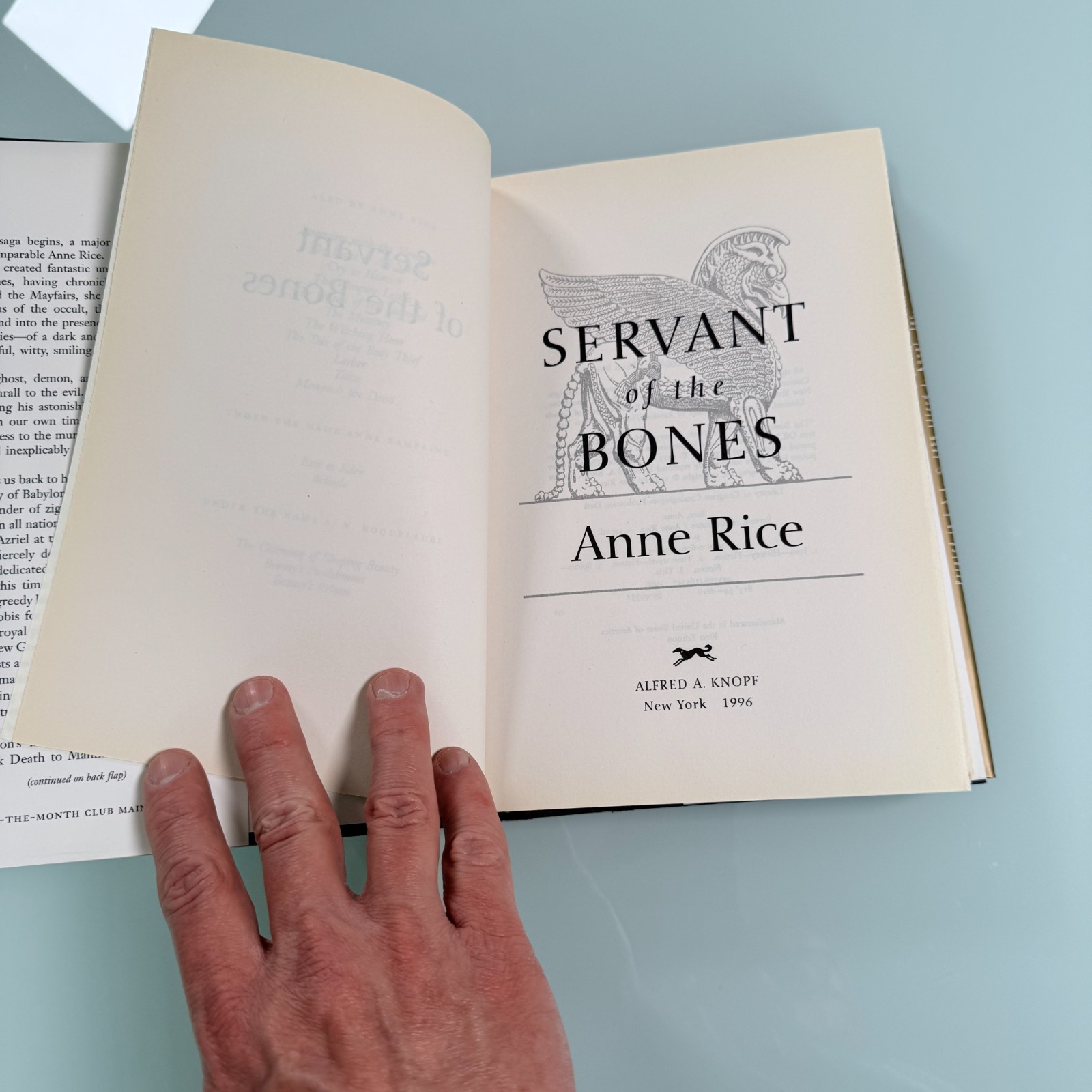 Servant Of The Bone 1996 Novel By Ann Rice 1st Edition 1st Print H/C D/J