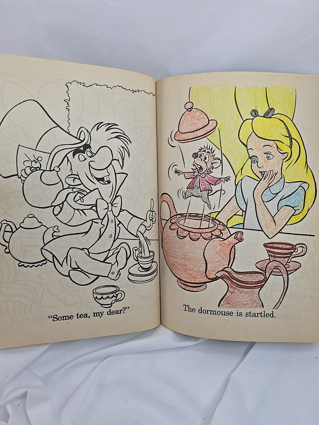 Alice In Wonderland Coloring Book Walt Disney Has Pages Colored In Vintage