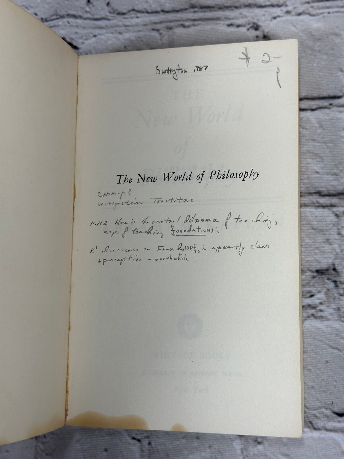 The New World of Philosophy by Abraham Kaplan [1st Vintage Edition · 1963]