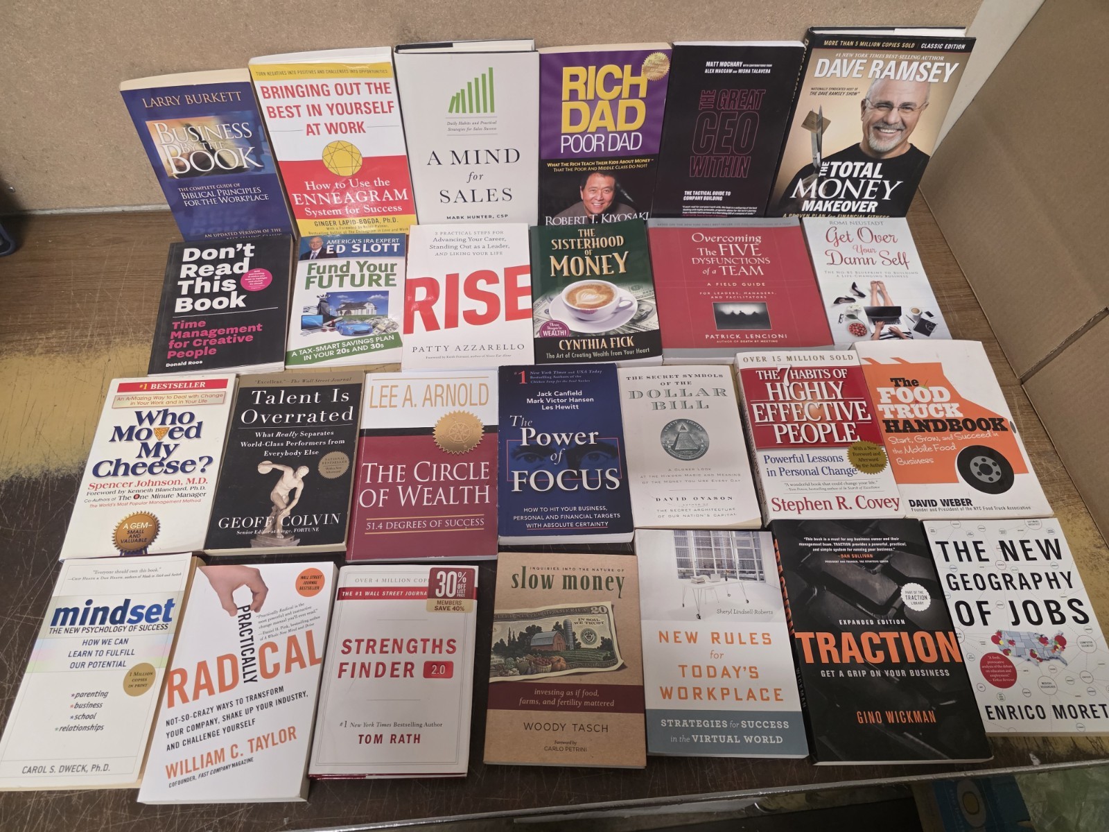 50 Business Books Lot Rich Dad Covey Ramsey Drucker Leadership Finance CEO