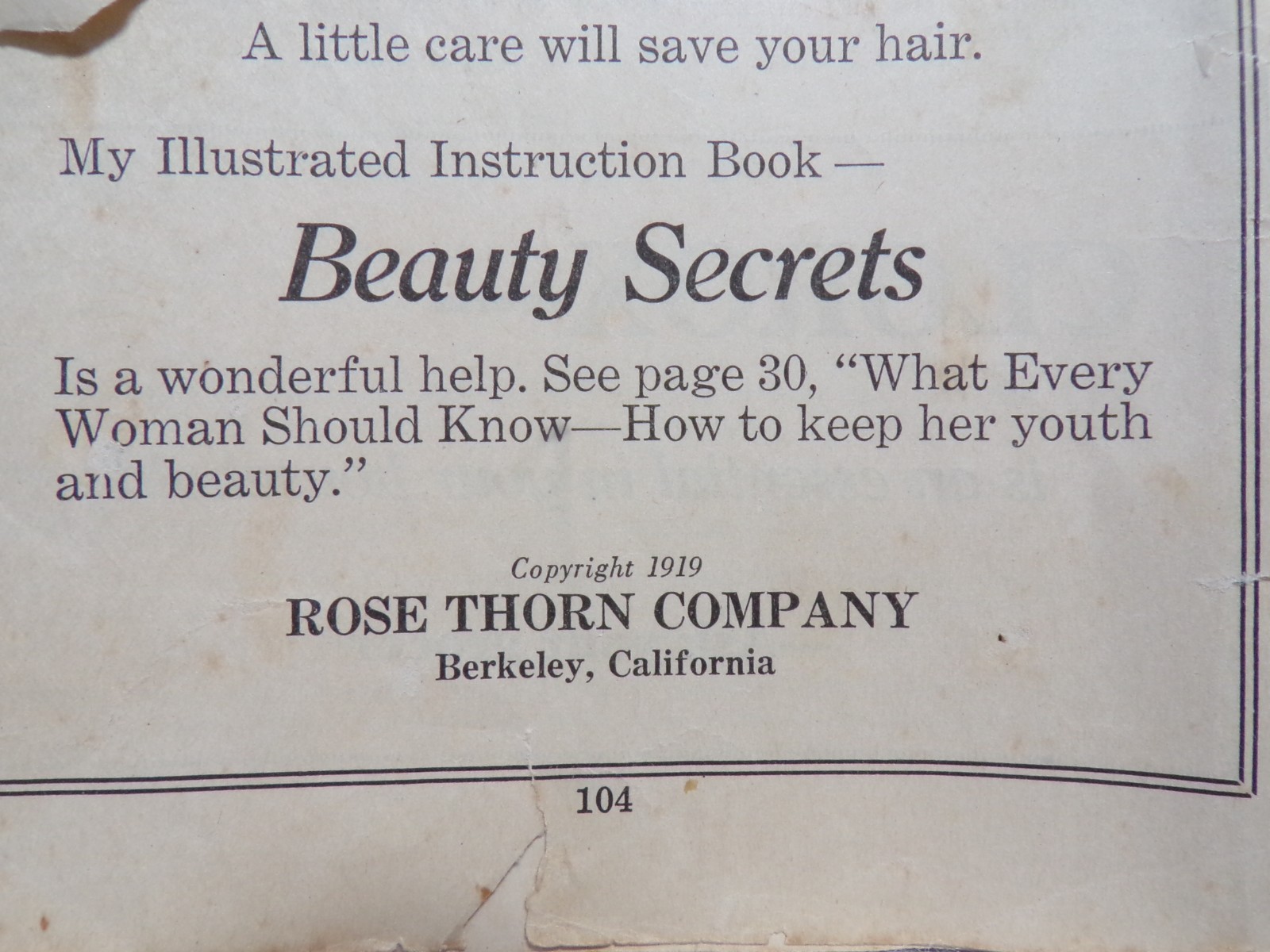 1919 CUPID’S BOOK OF GOOD COUNCEL COOK BOOK 104 PAGES MISSING BACK COVER