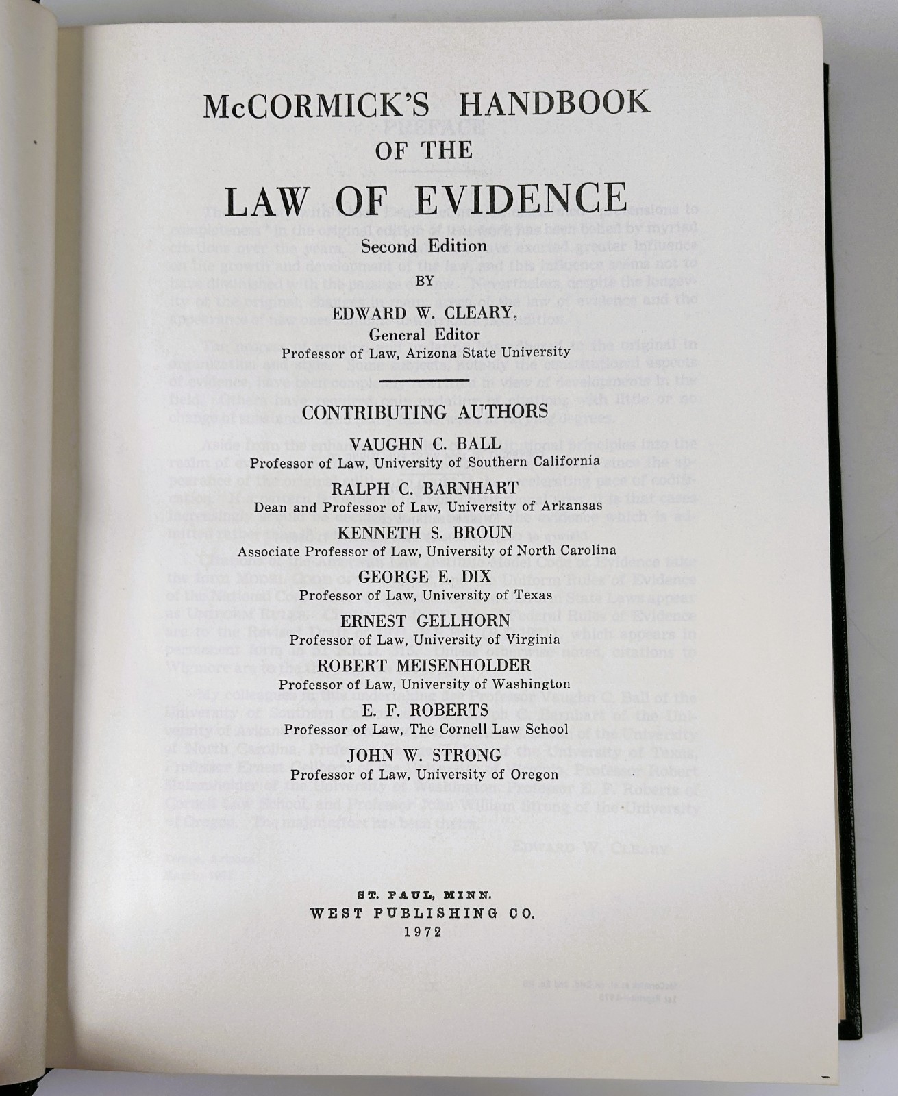 McCormick on Evidence, 3rd Edition by Edward Cleary Hardcover HC