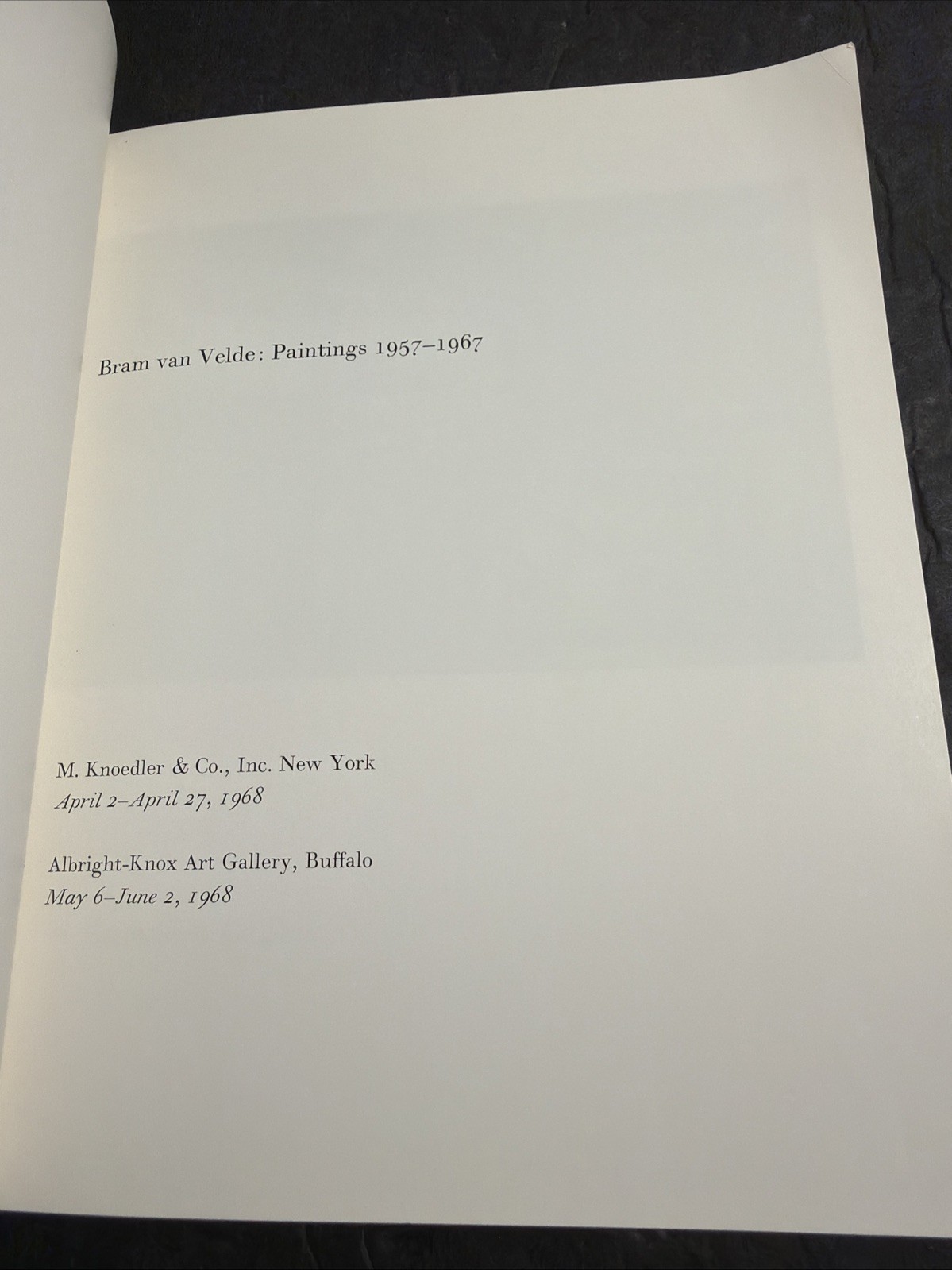 Art: Bram Van Velde Paintings 1957-1967 Samuel Breckett Paperback 1968