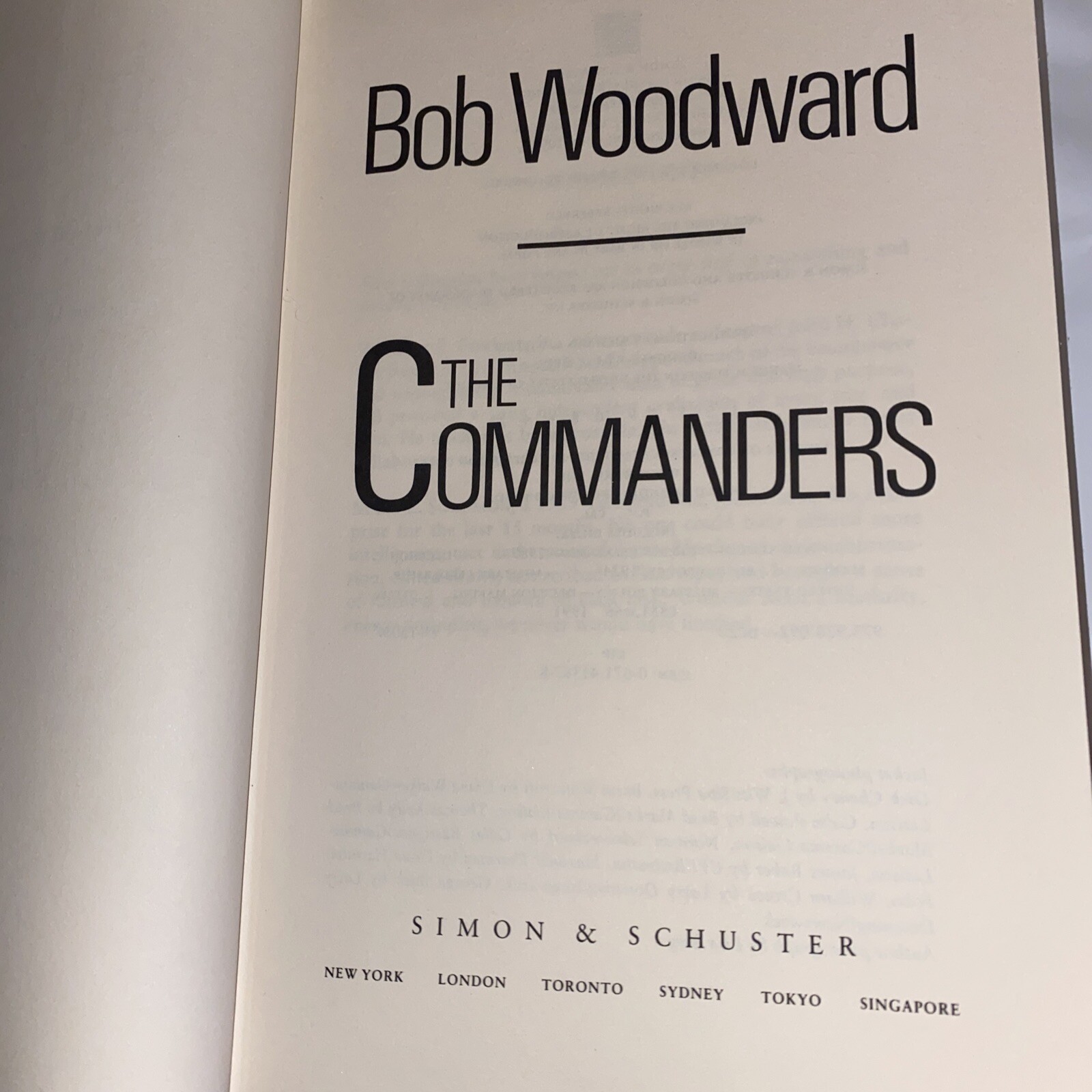 The Commanders by Bob Woodward (1991, Hardcover) DJ 398 PAGES FREE SHIPPING USA