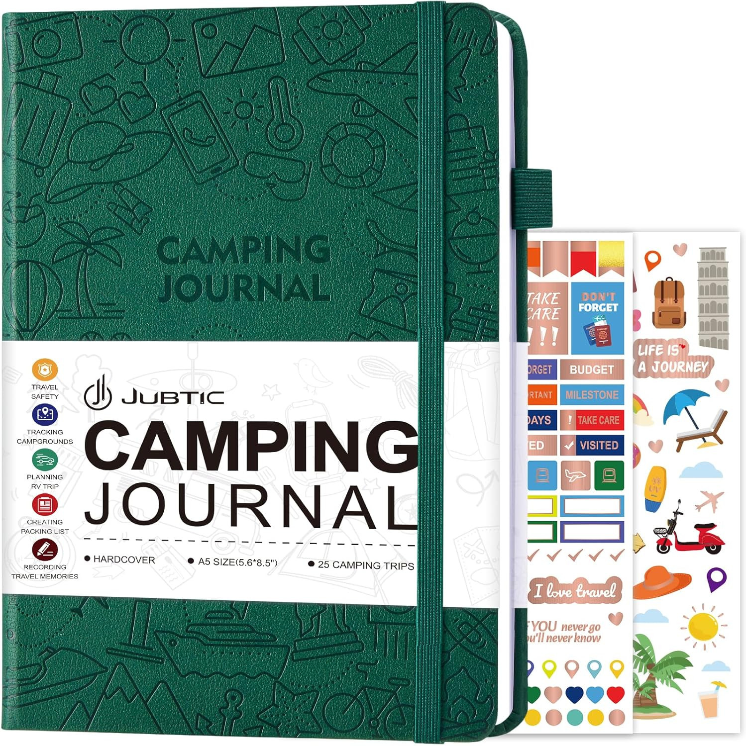 Camping Journal and RV Travel Log Book, A5 Adventure Journal for 25 Camping, Hik