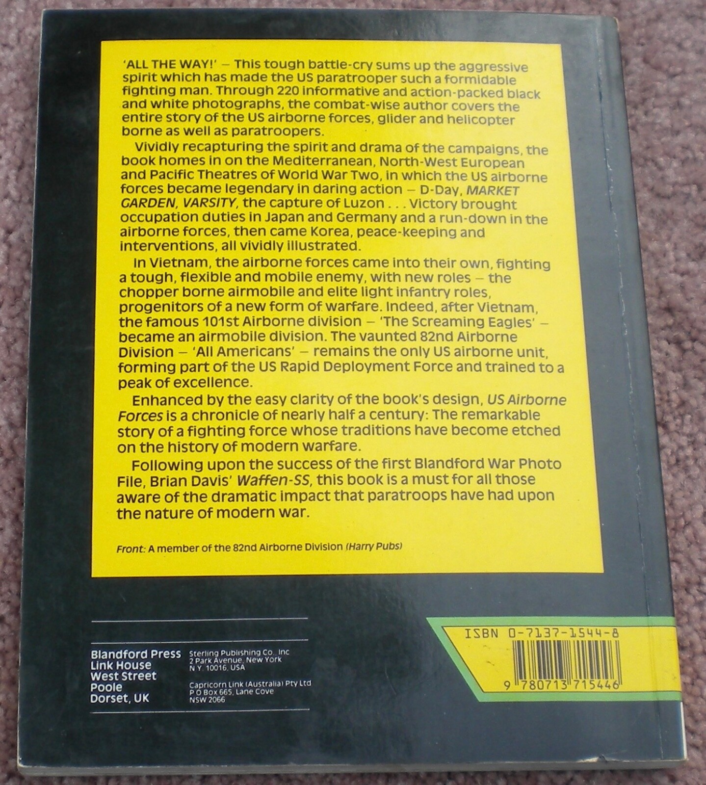 United States Airborne Forces 1940-1986 Leroy Thompson SC 1986 Blandford Press