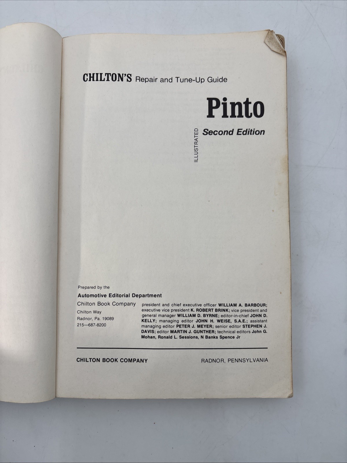 Vintage 1974 Chilton’s 6207 1971-75 Pinto Repair & Tune-Up Guide Second Edition