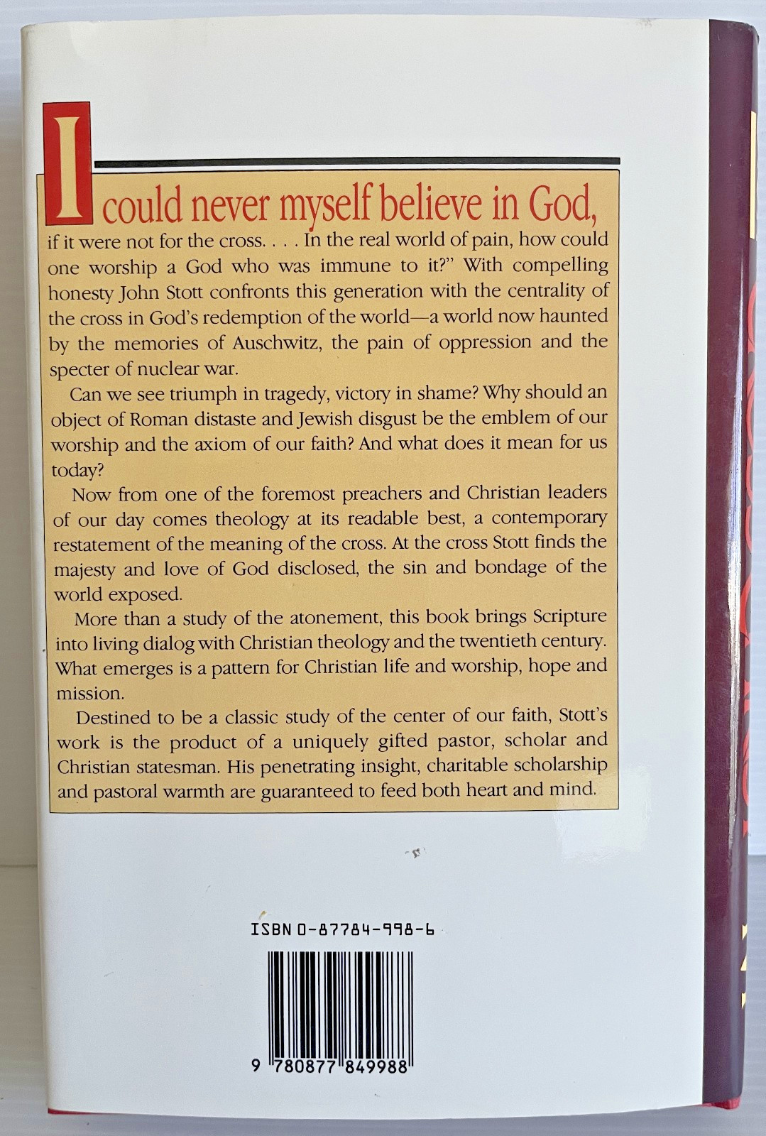 Cross of the Christ by John R. W. Stott 1986 Hardcover 383 Pages Like NEW