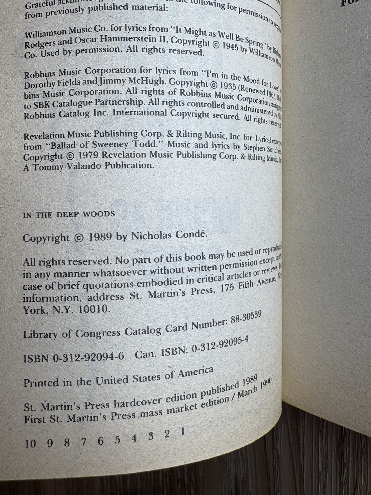 In The Deep Woods Nicholas Condé Vintage Crime Thriller Horror Paperback