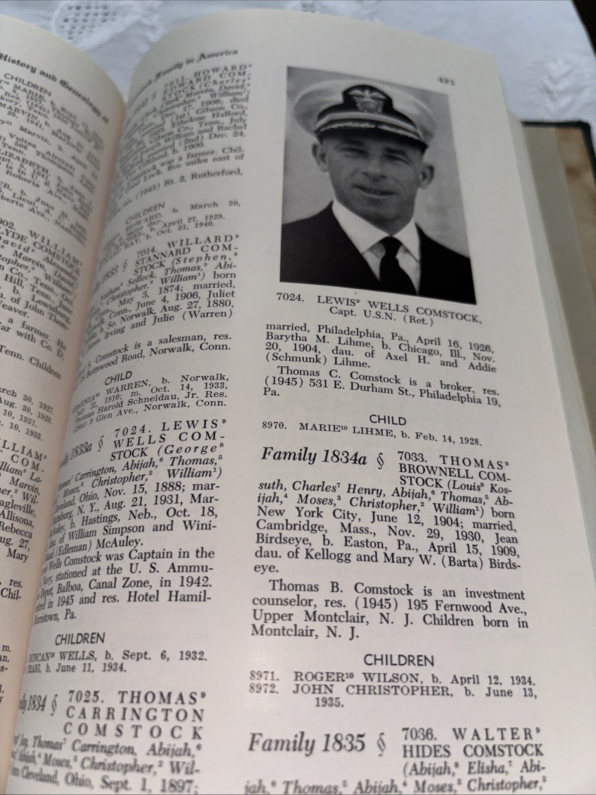 A History And Genealogy Of The Comstock Family In America 1949 Hardback Green