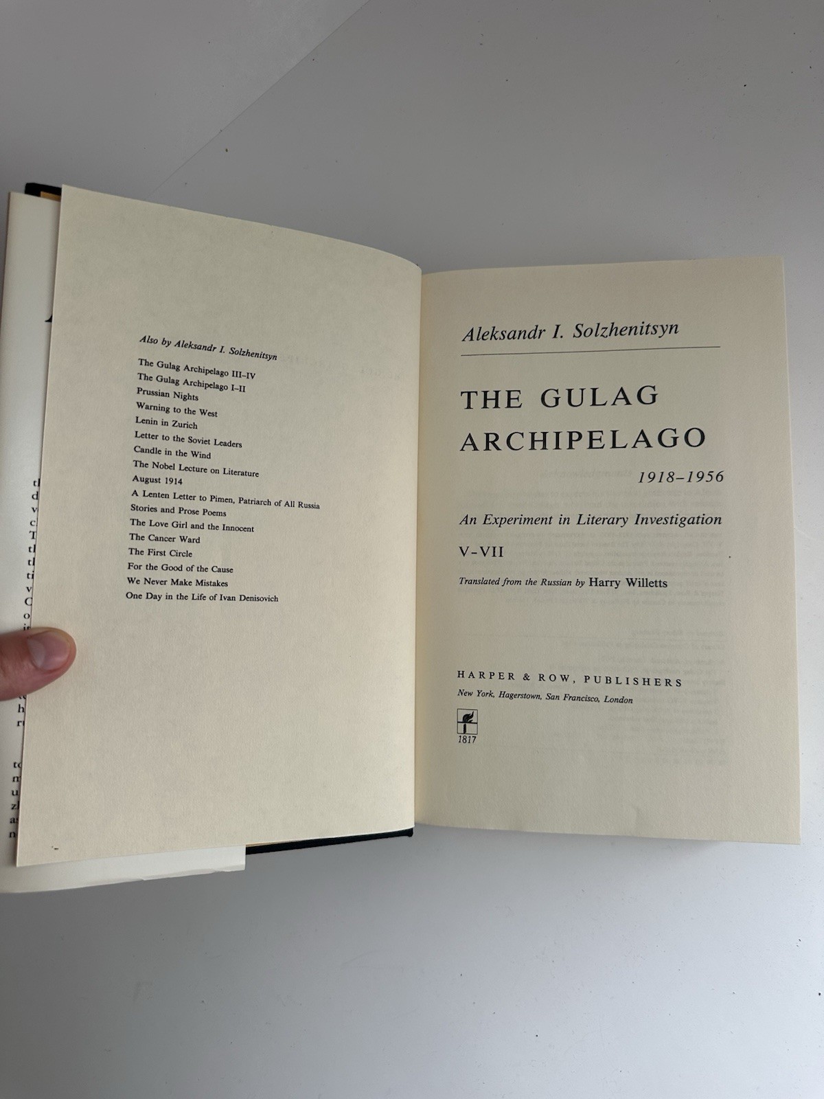 Aleksandr Solzhenitsyn The Gulag Archipelago Vol 3 V-VI HC DJ 1978