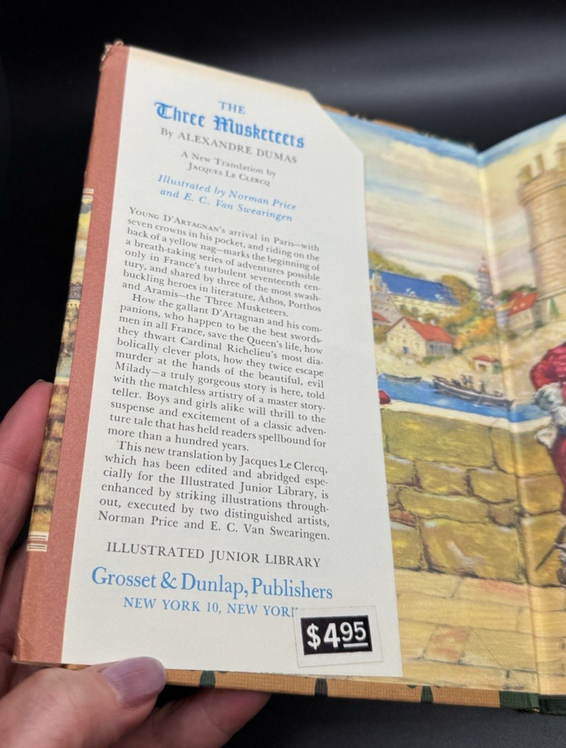 VTG The Three Musketeers BY Alexandre Dumas 1975 Illustrated Junior Library HB