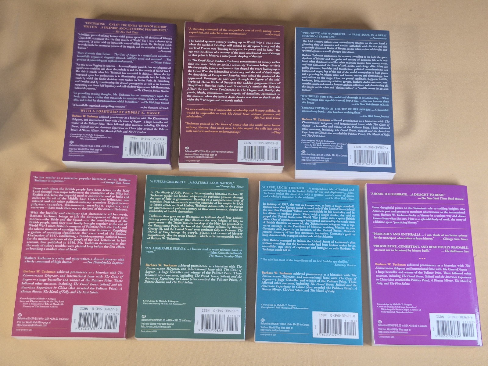 7 Books – NO CREASES – Barbara Tuchman – History – Ballantine Trade Paperbacks