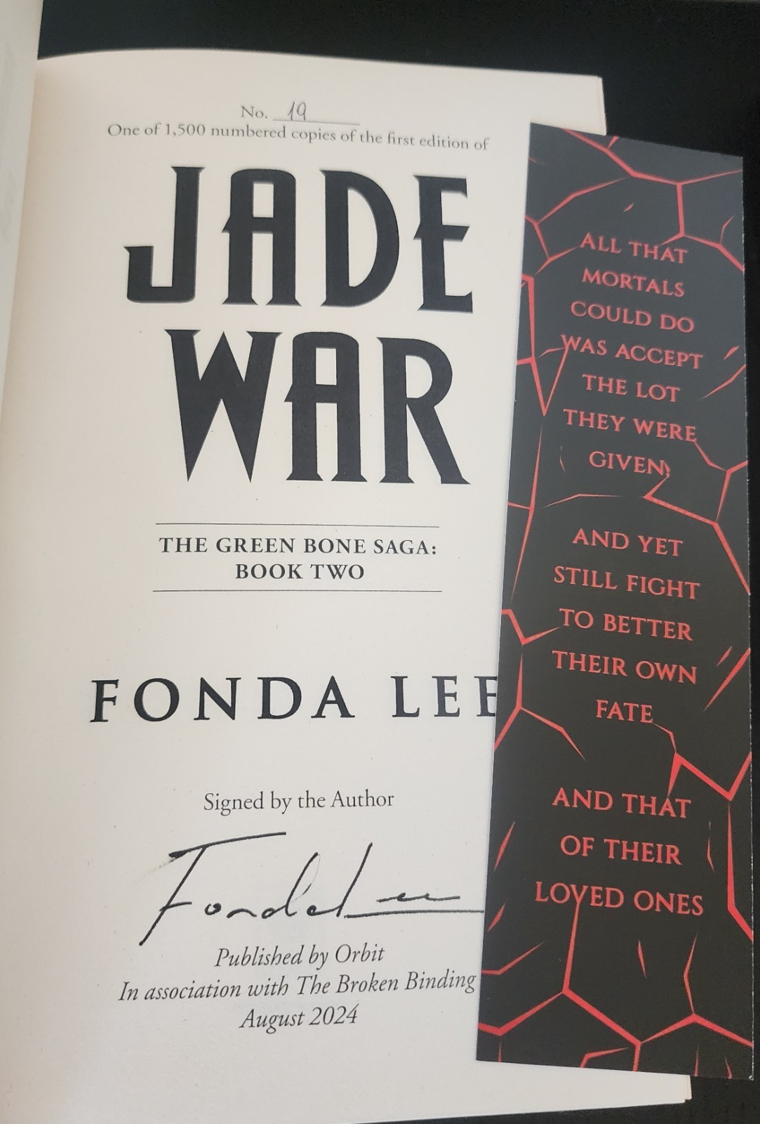 Green Bone Saga by Fonda Lee, Signed and Numbered Broken Binding