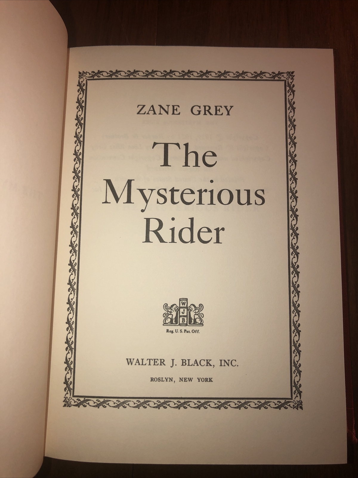 THE MYSTERIOUS RIDER Zane Grey Walter Black Collection Good Classc Western Novel