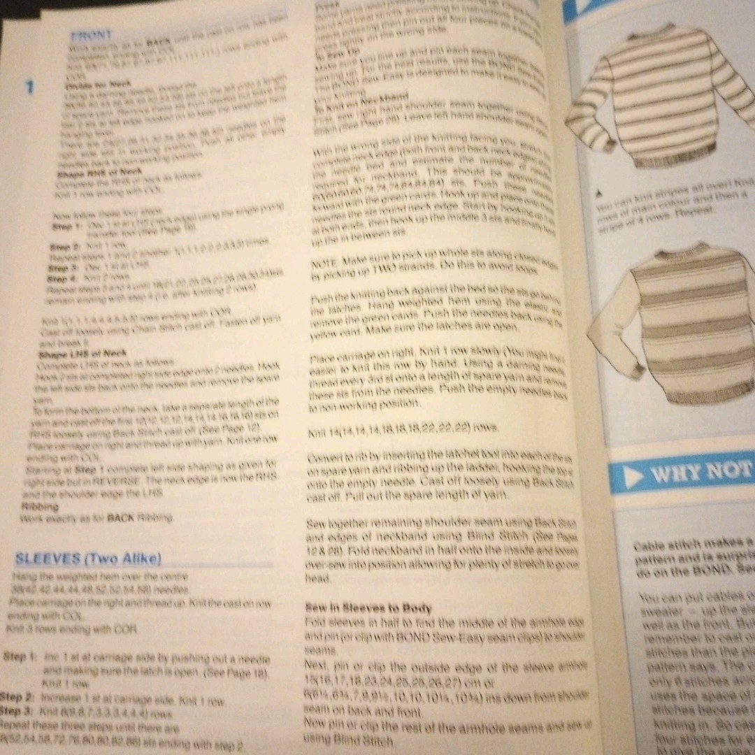 Incredible Sweater Machine Product Tips Information Booklet 12 pages