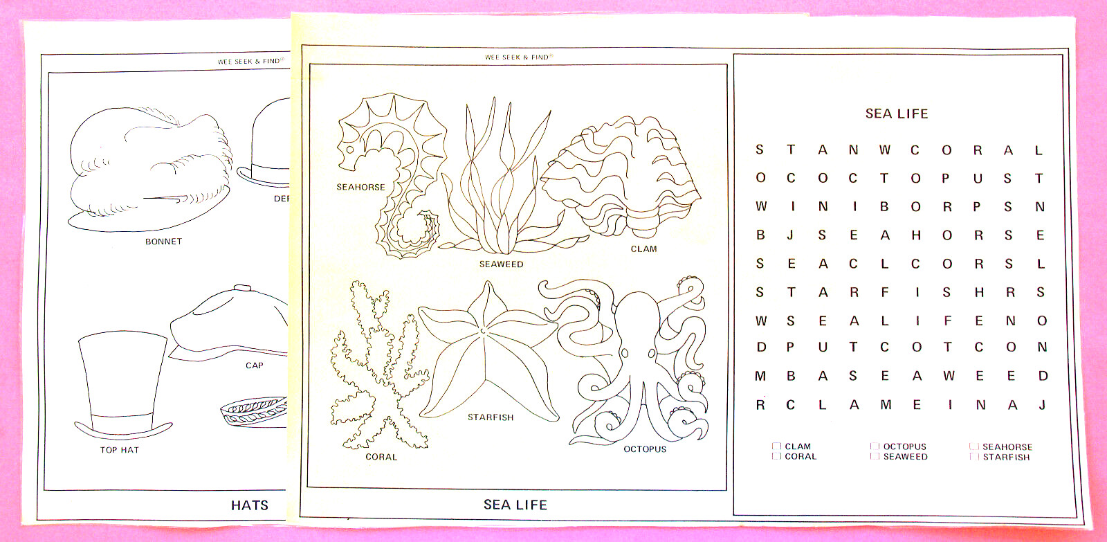 WORD SEARCH KIDS—24 WIPE-OFF LARGE—17 x 11 IN.—ANIMALS, FOOD, TOYS—LAMINATED