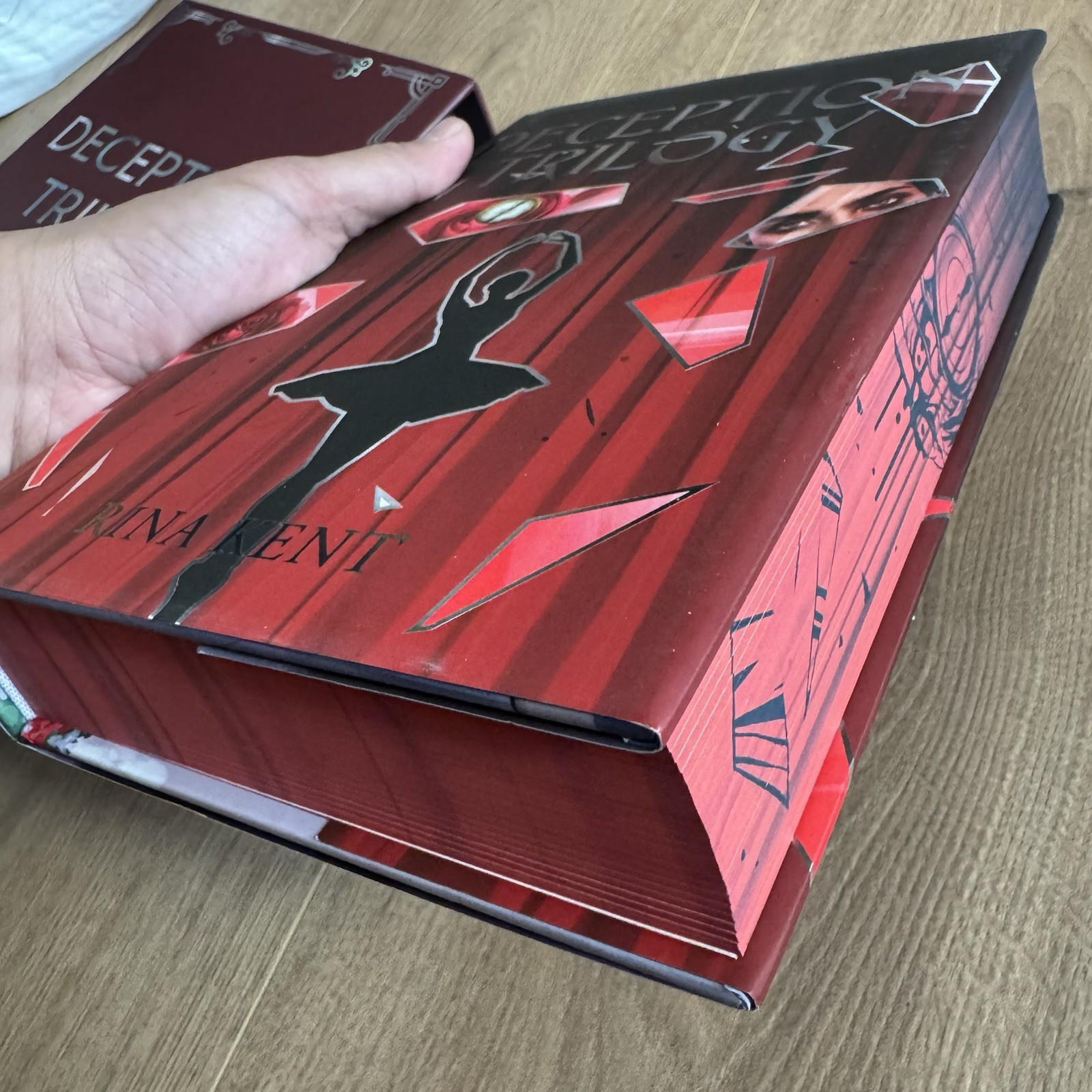 Books For Days Crate Rina Kent Deception Trilogy Hardcover & Case Red Edges