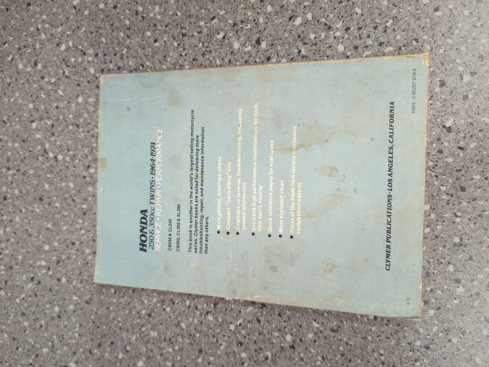 Clymer Honda 250 & 350cc Twins 1964-1974 Service Repair Manual CB250 CL250 SL350