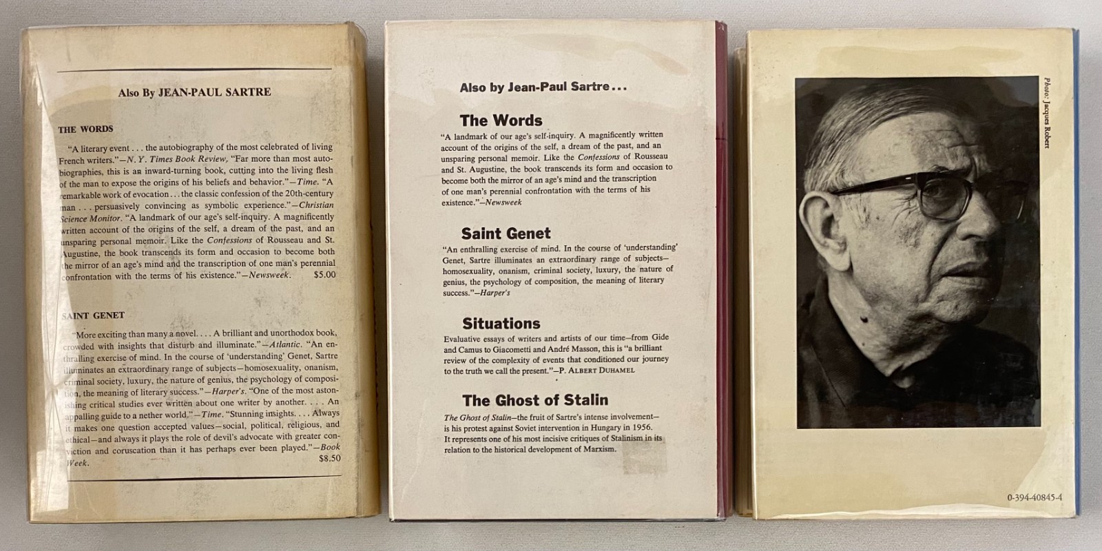 3 hardcover 1st editions by Jean Paul Satre SITUATIONS, COMMUNIST & PEACE, LIFE