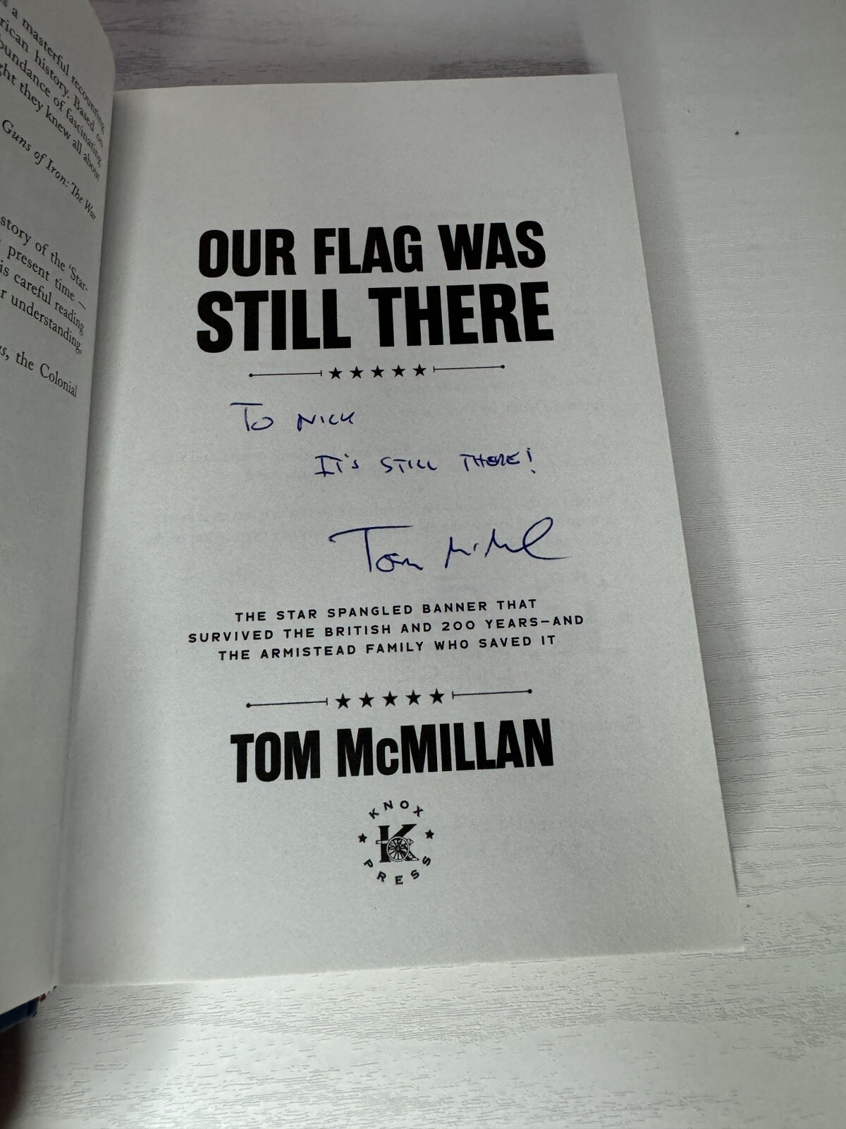 Our Flag Was Still There By: Tom McMillan – Signed