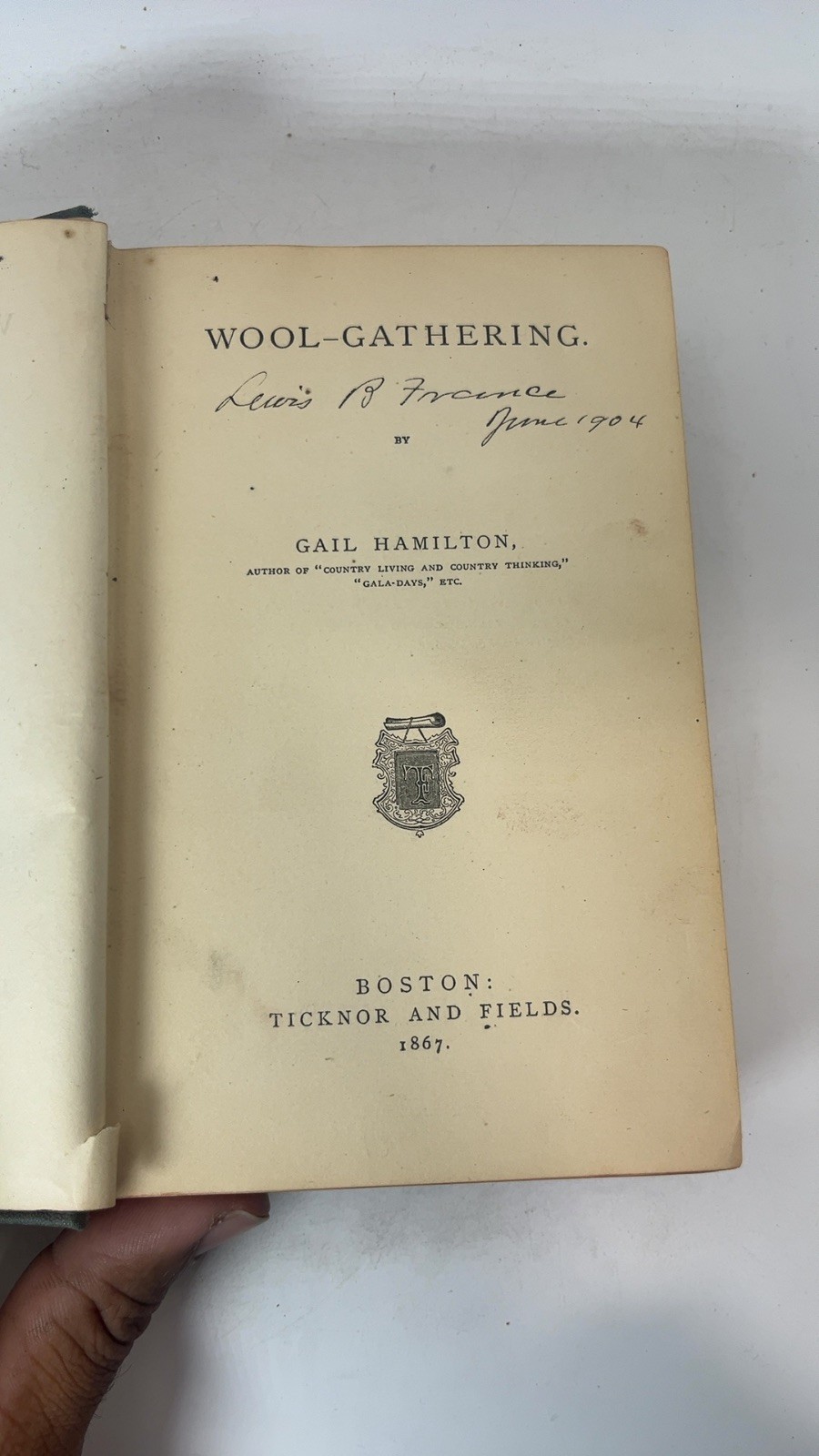 Wool-Gathering [Hardcover] Gail Hamilton 1867