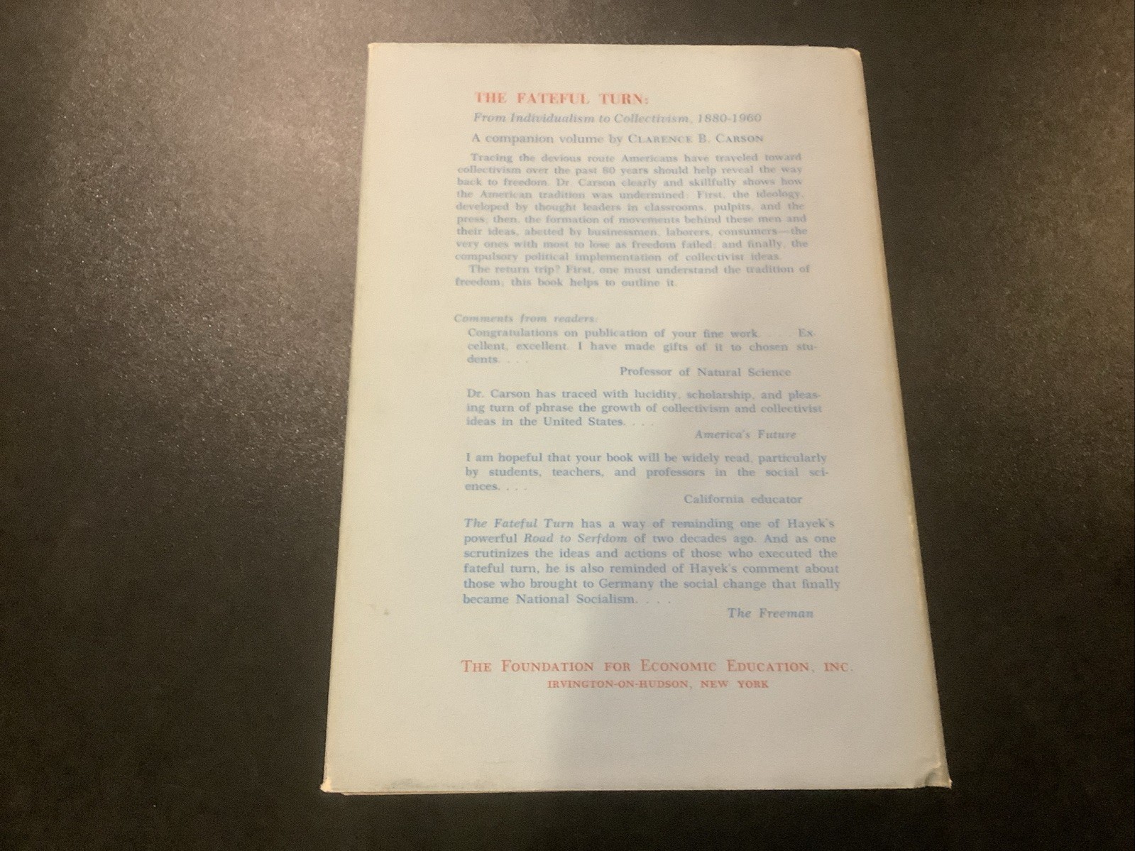 The American Tradition By Clarence Carson 1964 Hardcover Very Good